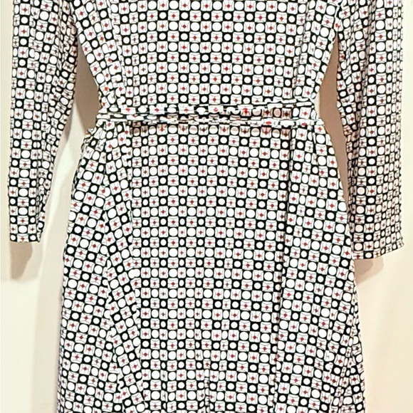 George Stretch Women’s Wrap Dress M (8-10) Geometric Print White Red Black - Picture 12 of 12